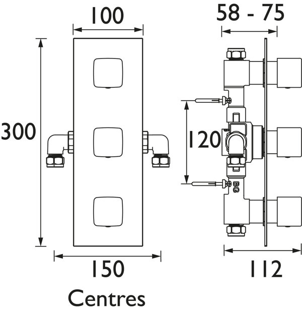Bristan Cobalt Triple Concealed Thermostatic Shower Valve Wayfair.co.uk